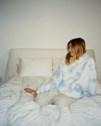Sky Blue Tie-Dye Oversized Hoodie for Effortless Loungewear