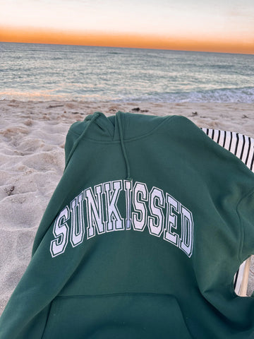 Varsity Embroidered Hoodie in Winter Green for Effortless Street Style