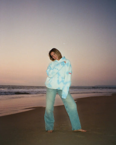 Sky Blue Tie-Dye Oversized Hoodie for Effortless Loungewear