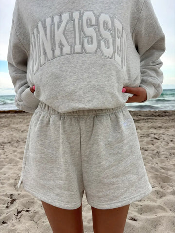 Pearl Grey Embroidered Mockneck Sweatshirt for Effortless Everyday Style