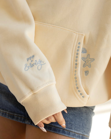 Sand Hoodie with Live in the Moment Embroidery for Everyday Inspiration