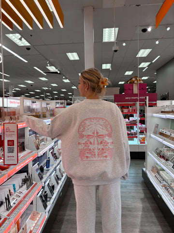 Tropical Palms Pearl Grey Sweatshirt for Effortless Everyday Style