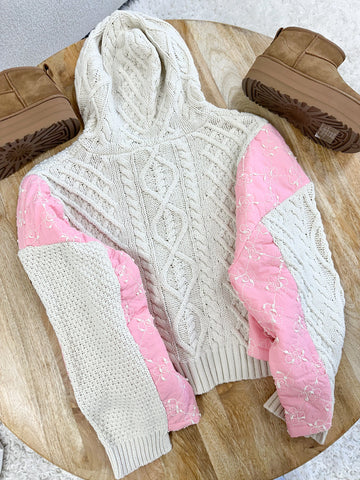 Cozy Quilted Hoodie Sweater in Soft Pink for Effortless Everyday Style