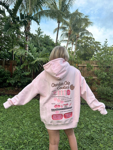 Light Pink Hoodie with Chocolate Chip Cookie Embroidery for a Sweet Everyday Look