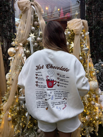 Festive Hot Chocolate Embroidered Sweatshirt for Cozy Christmas Moments