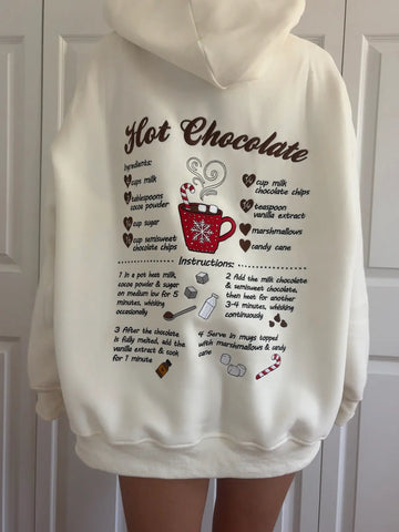 Cozy Hot Chocolate Recipe Embroidered Hoodie for Christmas Comfort