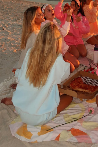 Icy Blue Embroidered Sweatshirt for a Cozy & Effortless Look