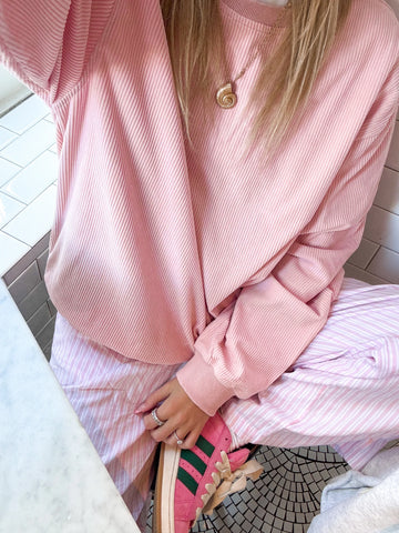 Light Pink Corduroy Sweatshirt for Cozy Everyday Style