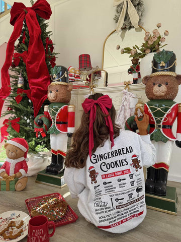 Pearl Grey Gingerbread Recipe Embroidered Christmas Sweatshirt for Cozy Holiday Style