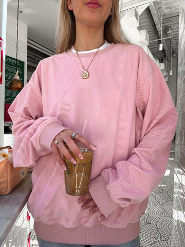 Light Pink Corduroy Sweatshirt for Cozy Everyday Style