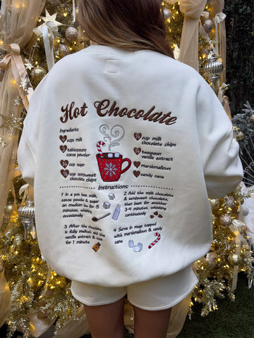 Festive Hot Chocolate Embroidered Sweatshirt for Cozy Christmas Moments