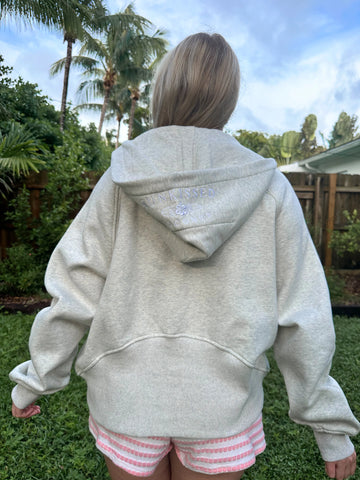 Effortless Grey Quarter Zip Hoodie for Pilates and Everyday Style