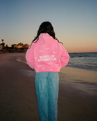 Vintage Washed Pink Hoodie with Inspirational Affirmation Print