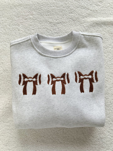 Embroidered Football Bows Sweatshirt for Game Day Style