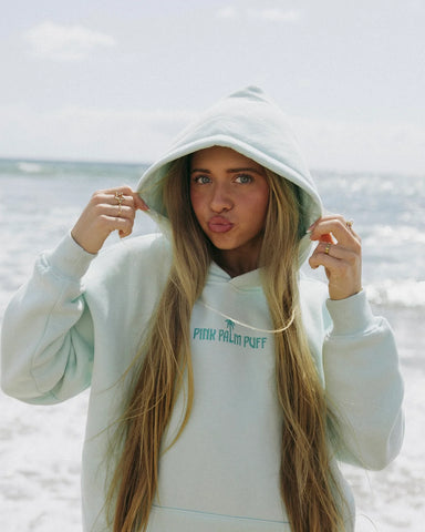 Cozy Puff Sleeve Hoodie in Mint for Everyday Comfort