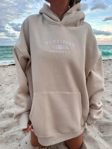 Sandstone Embroidered Hoodie for Effortless Everyday Style