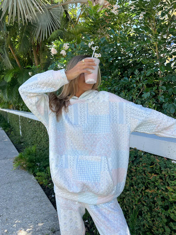 Dreamy Pastel Blue Quilted Hoodie for Effortless Cozy Style