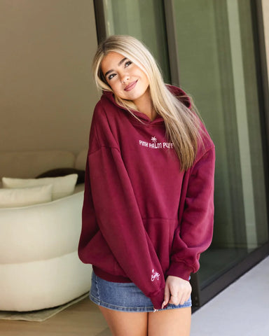 Cherry Red Hoodie with Live in the Moment Embroidery for Everyday Inspiration