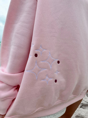 Cozy Embroidered Sunset Sweatshirt in Soft Pink for Everyday Comfort