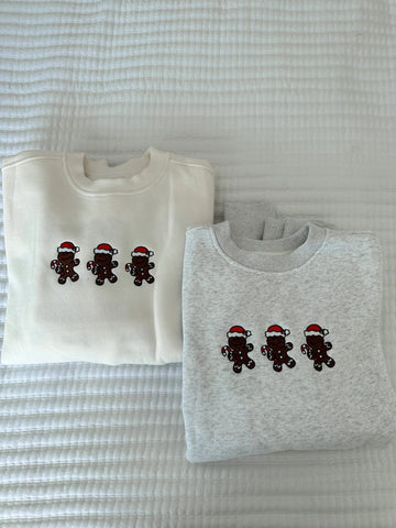 Ivory Gingerbread Recipe Embroidered Christmas Sweatshirt | Cozy Holiday Style