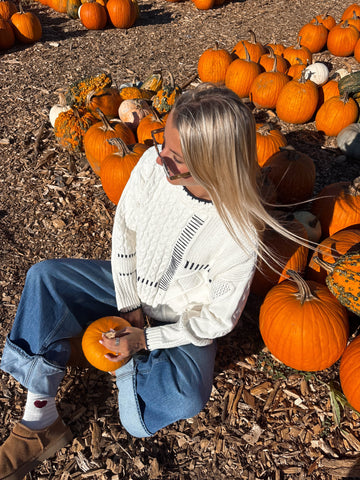 Dark Navy Patchwork Knit Sweater | Cozy Girly Jumper for Everyday Comfort