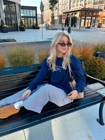 Navy Blue Embroidered Sweatshirt for Cozy Everyday Style