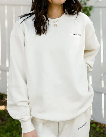 Cozy White Sand Crewneck Sweatshirt for Effortless Everyday Style
