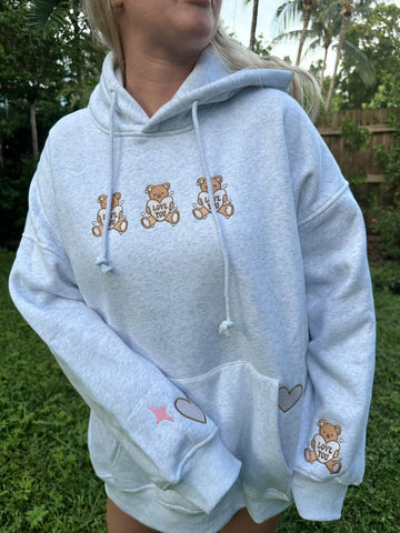 Cozy Embroidered Teddy Bear Hoodie for Valentine's Day Gifting