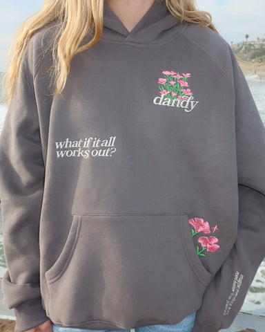 Cozy Oversized Hoodie with Inspirational Faux Suede Embroidery