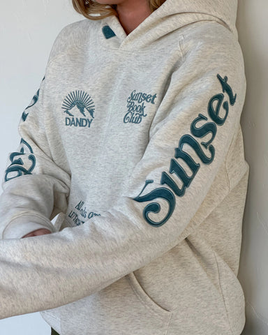 Book Club Cozy Oversized Hoodie in Heather Gray & Blue for Relaxed Reading Vibes