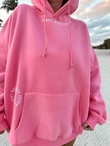 Effortless Embroidered Hoodie in Soft Hibiscus Pink - Everyday Joy Essential