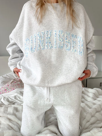 Pearl Grey Embroidered Floral Sweatshirt for Effortless Everyday Style