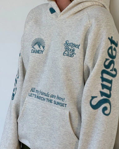 Book Club Cozy Oversized Hoodie in Heather Gray & Blue for Relaxed Reading Vibes
