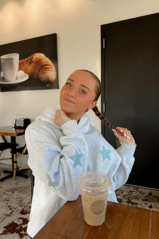 Pearl Grey Embroidered Star Hoodie for Cozy Everyday Style