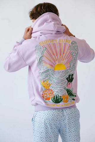 Ocean-Inspired Embroidered Hoodie in Dreamy Purple | Cozy & Conscious