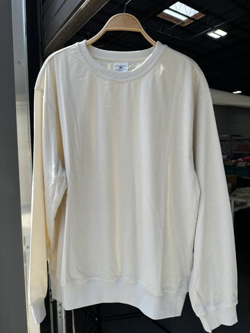 Ivory Corduroy Sweatshirt with Plush Lining for Cozy Everyday Style