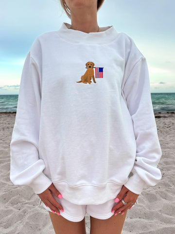 Classic White Patriotic Dog Sweatshirt for Everyday Casual Style
