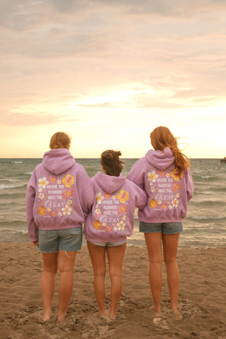 Violet Embroidered Coastal Hoodie for Effortless Beachside Style