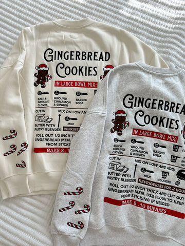 Pearl Grey Gingerbread Recipe Embroidered Christmas Sweatshirt for Cozy Holiday Style