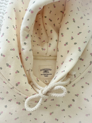 Toasted Cream Roses Embroidered Hoodie for Cozy Everyday Style