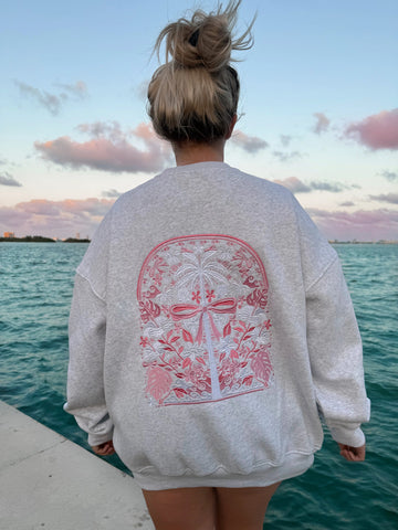 Tropical Palms Pearl Grey Sweatshirt for Effortless Everyday Style