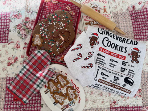 Pearl Grey Gingerbread Recipe Embroidered Christmas Sweatshirt for Cozy Holiday Style