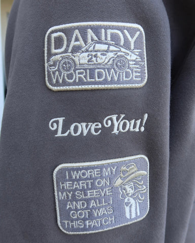 Oversized Hoodie with Heart Racing Patchwork for Cozy Everyday Style