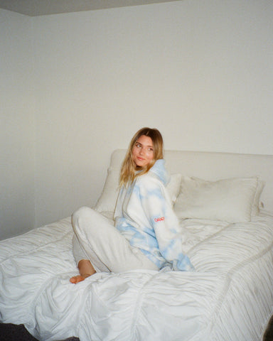 Sky Blue Tie-Dye Oversized Hoodie for Effortless Loungewear