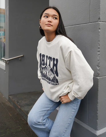 Faith Can Move Mountains Sweatshirt | Inspirational Unisex Crewneck