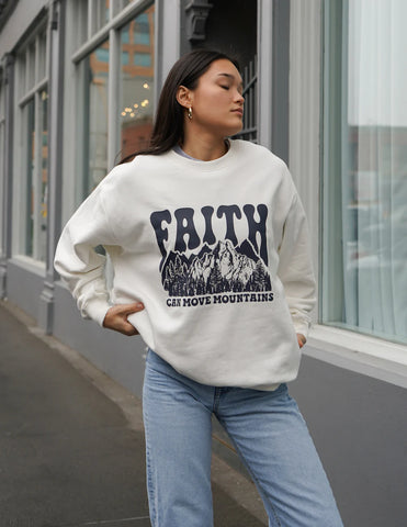 Faith Can Move Mountains Sweatshirt | Inspirational Unisex Crewneck