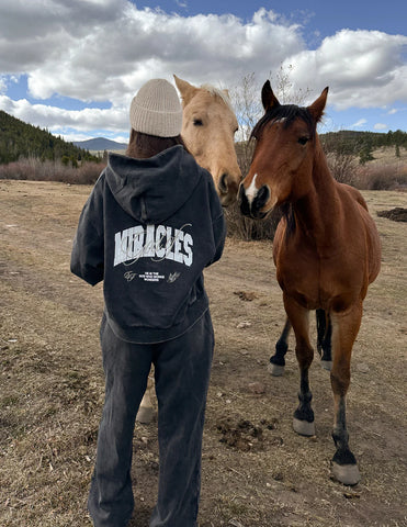 Miracles Embroidery Full Zip Hoodie for Cozy Spiritual Style