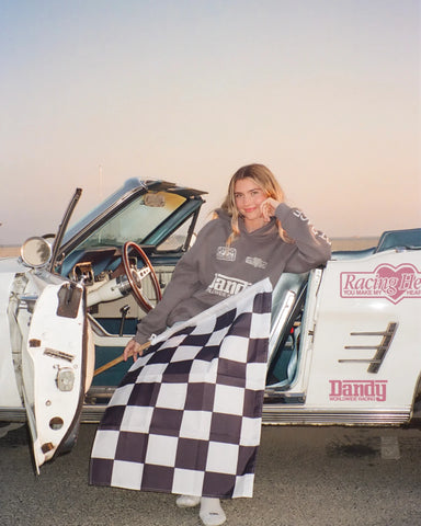 Oversized Hoodie with Heart Racing Patchwork for Cozy Everyday Style