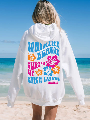 Waikiki Beach Coconut Girl Hoodie - Cute Surf Style Sweatshirt
