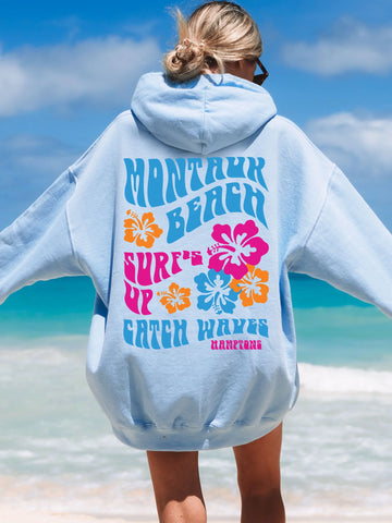 Hibiscus Surf Hoodie for a Beach Day in Montauk